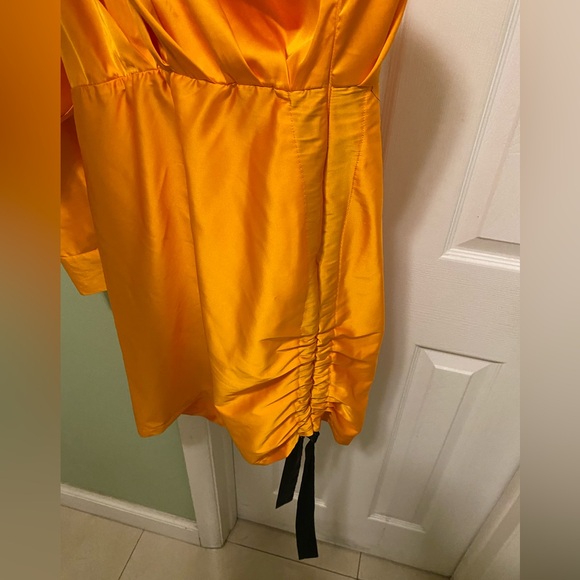 One Shoulder Dress, Satin, short Orange/Gold Color, classy cocktail, Size S - Picture 12 of 16